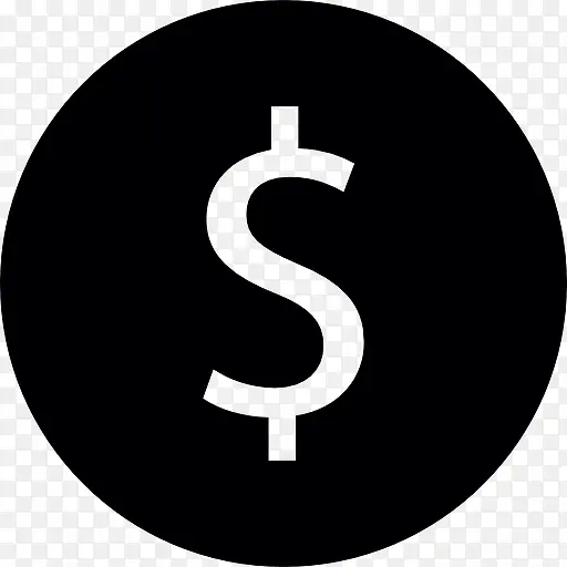美元符号在黑圈图标