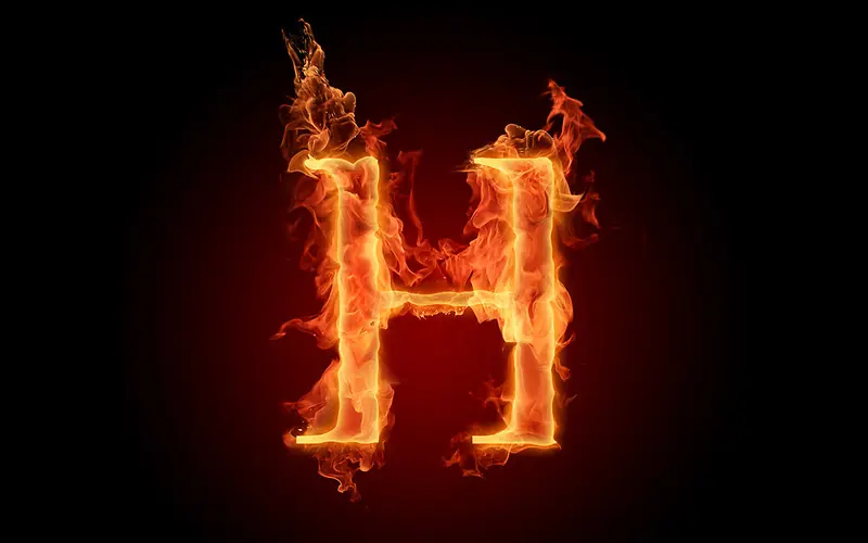 英文字母火焰特效H