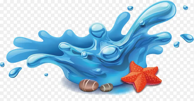 手绘卡通蓝色水花