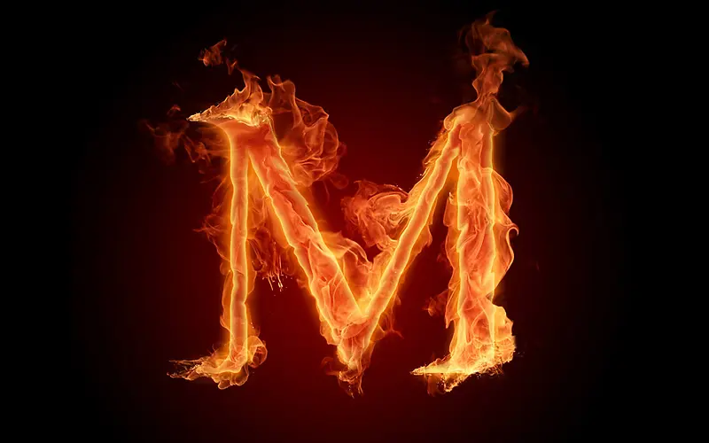 英文字母火焰特效M