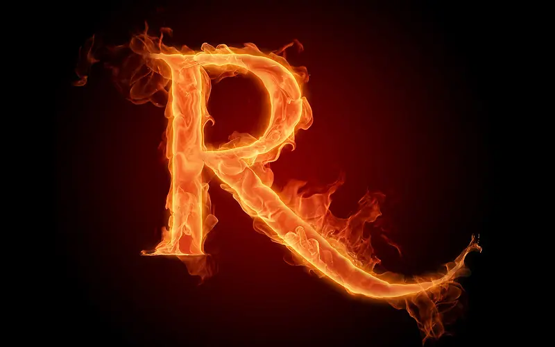 英文字母火焰特效R