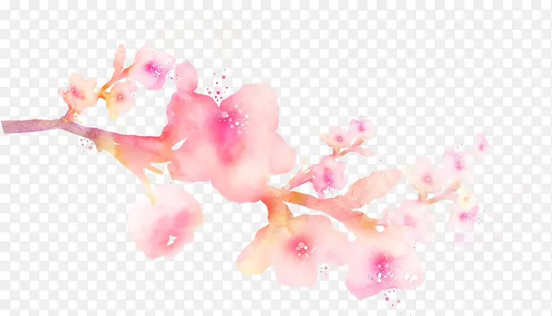 创意手绘水墨水彩桃花