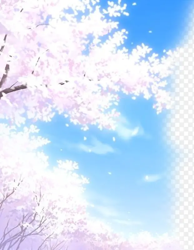 桃花树蓝天元素