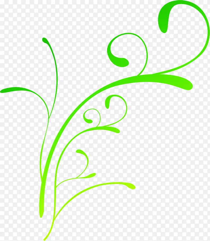 绿色花枝绿草手绘