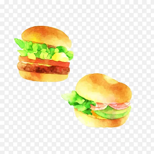 蔬菜汉堡手绘画素材图片