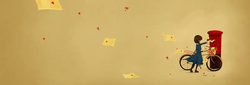 卡通信封背景banner