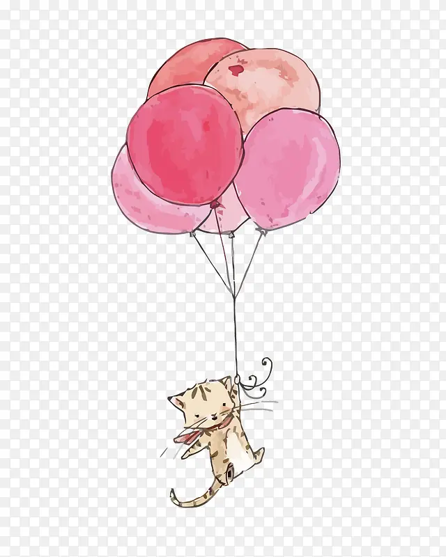 矢量卡通气球和猫