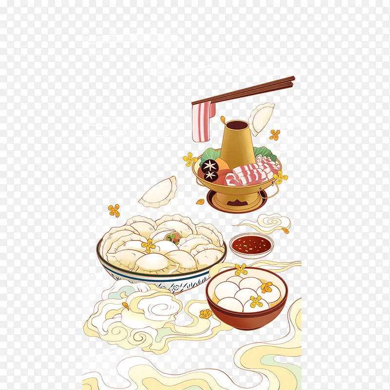 火锅饺子汤圆素材