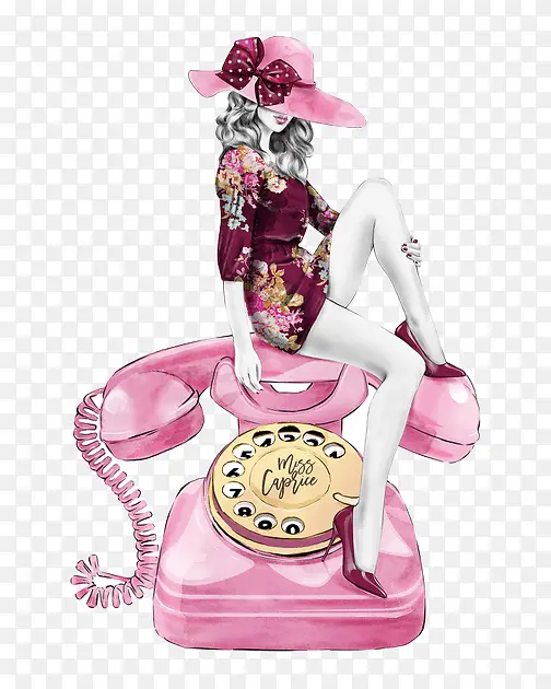 电话美女元素