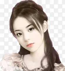 手绘长发裙子美女