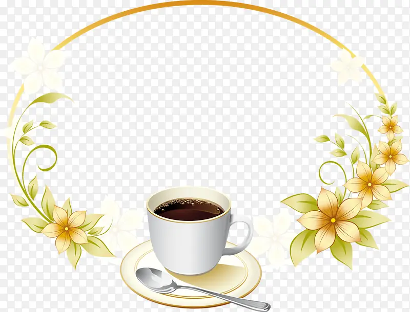 花朵咖啡边框素材