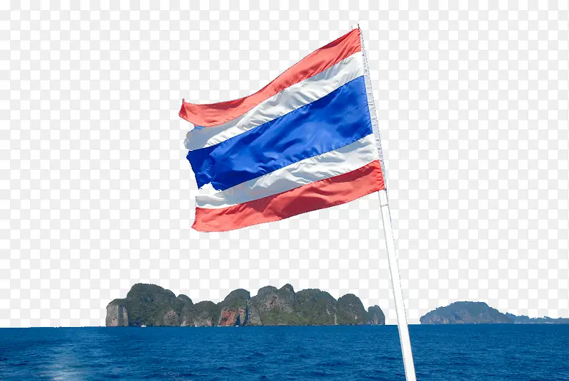 大海旁的泰国国旗