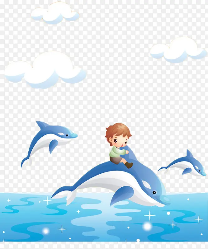 海豚背上的男孩