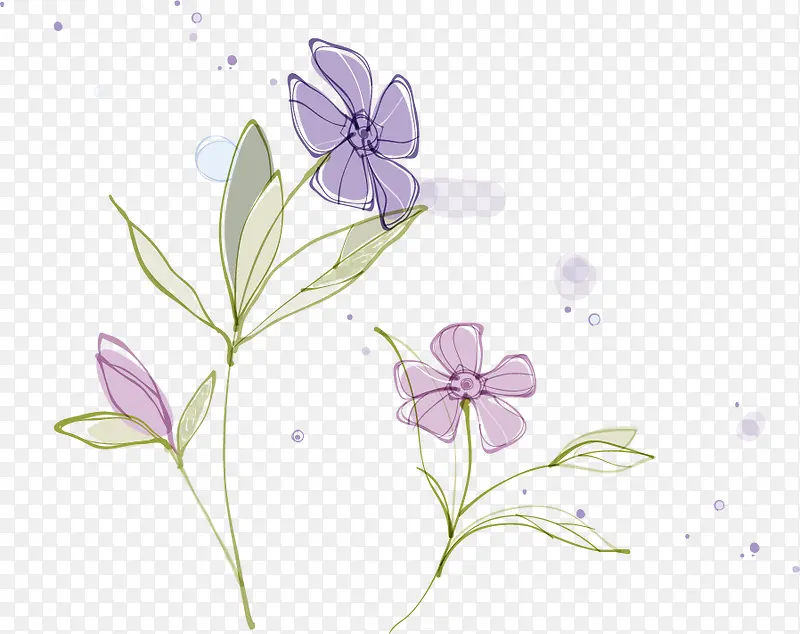 矢量水彩紫色小花