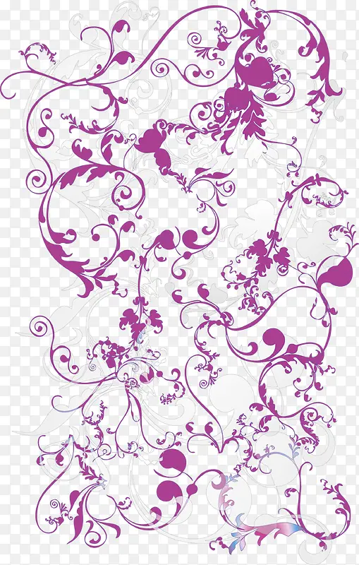 紫色唯美手绘花纹装饰