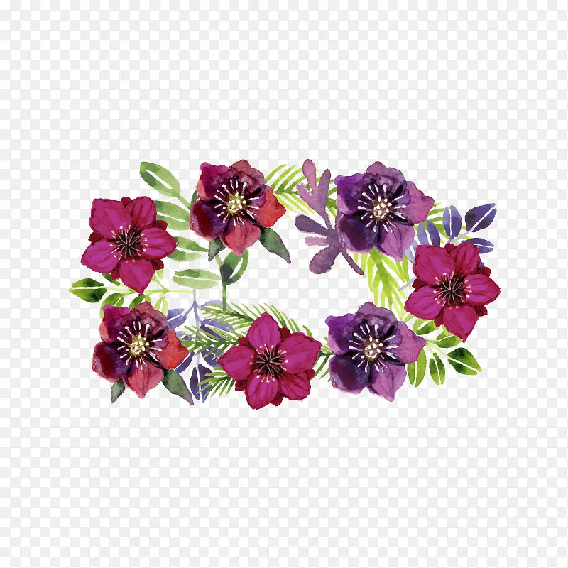 紫色系水彩花