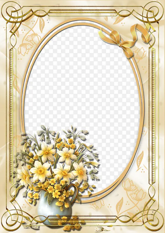 金色花朵相框装饰