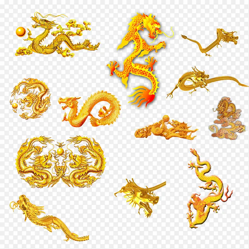 金色龙形装饰集合