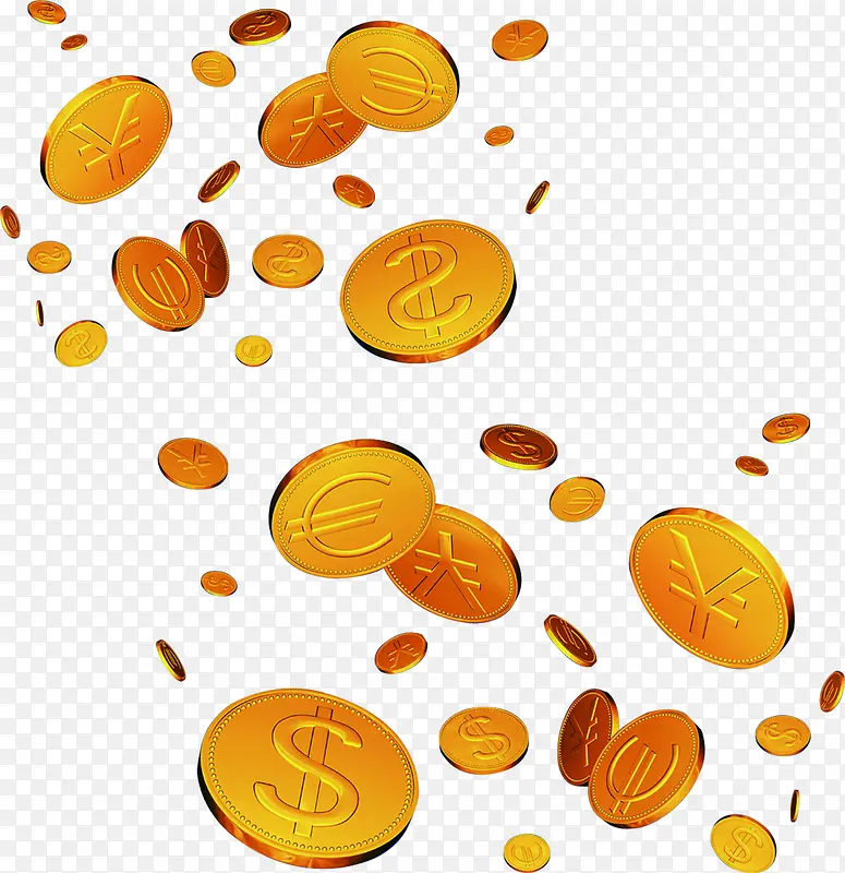 金色漂浮海报装饰金币