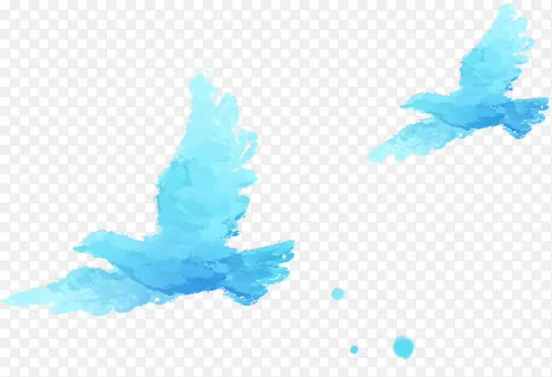 蓝色手绘艺术飞翔白鸽抽象