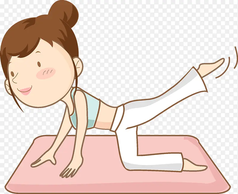 卡通手绘美丽的女孩瑜伽