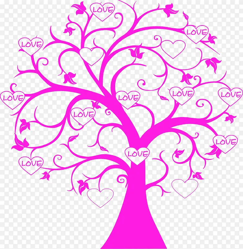 紫色爱情树手绘创意