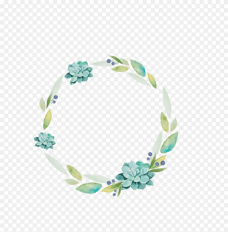 手绘水彩装饰花环