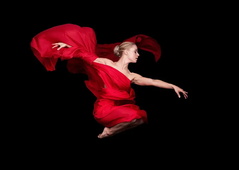 红色丝绸舞蹈少女海报背景