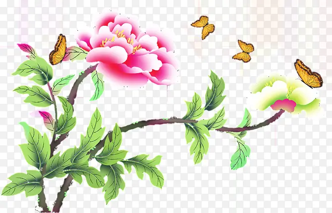 彩绘花朵蝴蝶