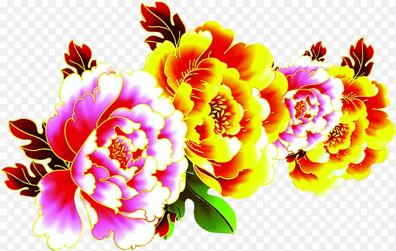 花朵花卉立绘彩绘渲染图