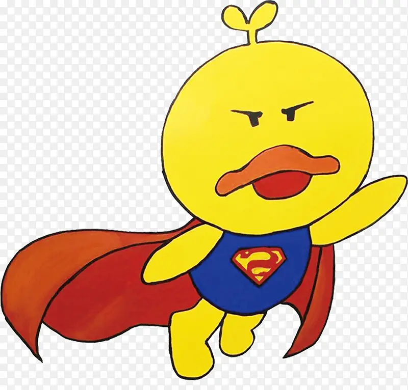 可爱黄色卡通小鸭超人