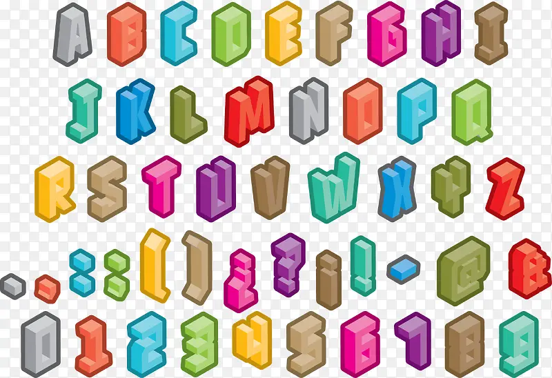 矢量立体英文字母数字