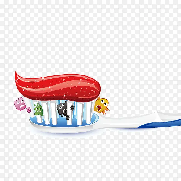 牙刷 牙膏 清洁  矢量图