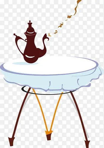 卡通绘画餐桌咖啡壶下午茶