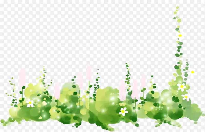 手绘绿色植物春天