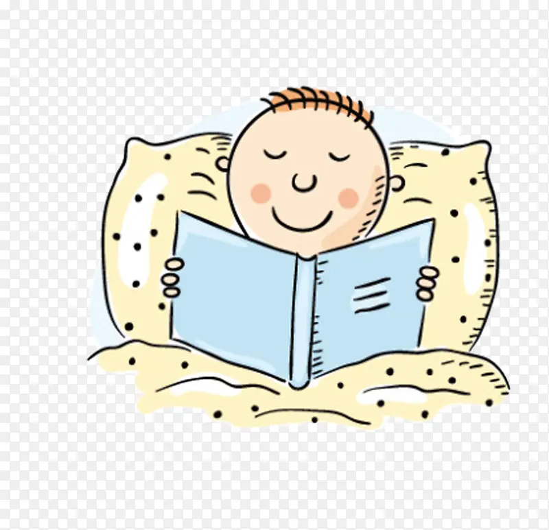 睡觉看书手绘小男孩