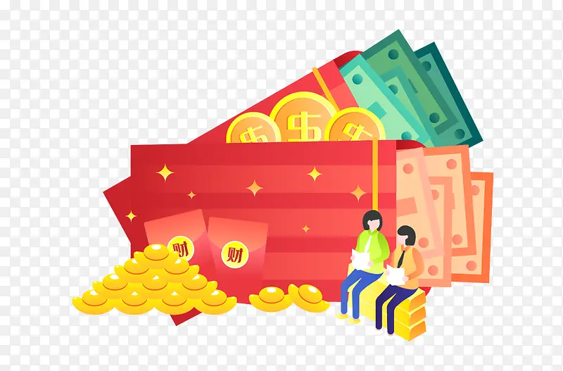创意扁平金币红包矢量元素