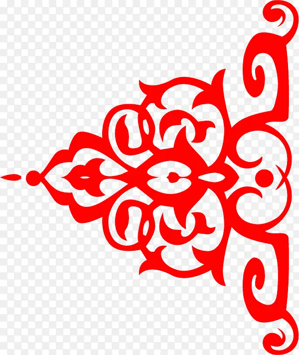 红色花纹中国风高档装饰