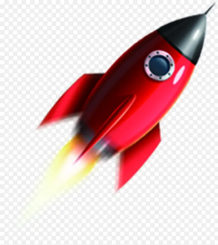 红色卡通火箭设计