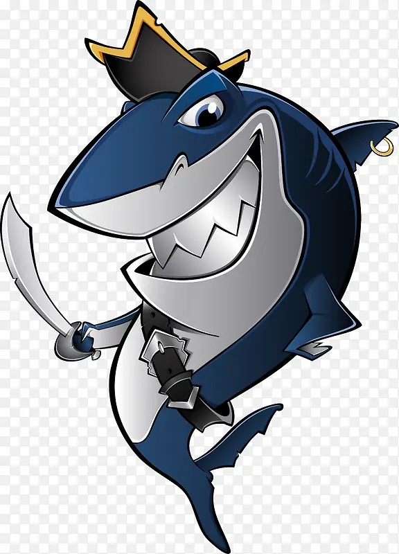 卡通深蓝色鲨鱼