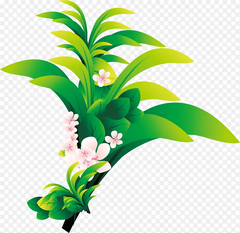 绿色卡通花朵装饰花藤