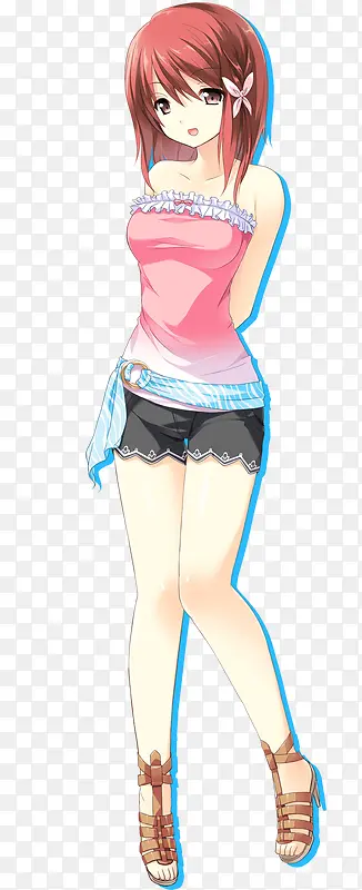 卡通立绘裹胸女孩