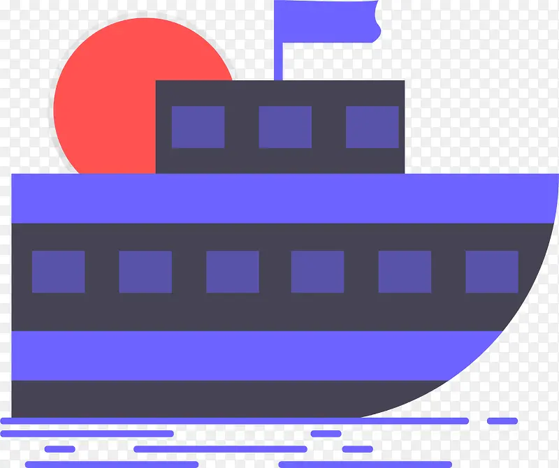 海上日出轮船