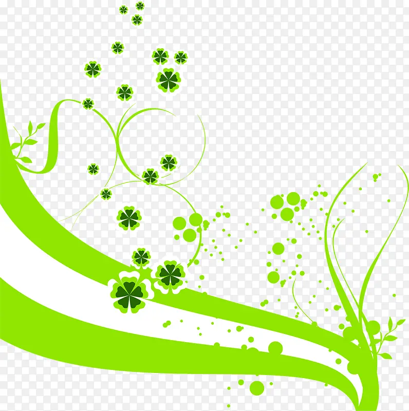 手绘绿色花朵海报装饰