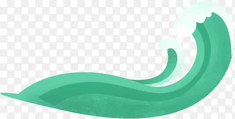 手绘绿色卡通海浪