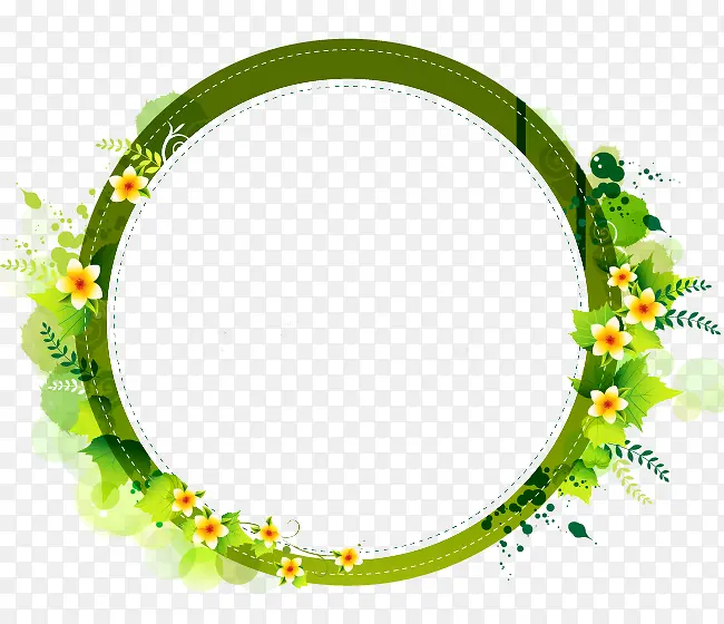 绿色花卉缠绕圆环海报背景