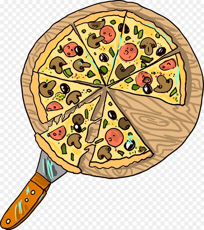 手绘卡通披萨