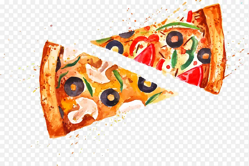 意大利美食矢量披萨素材手绘