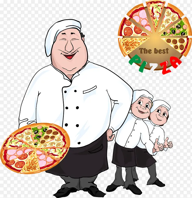 矢量卡通披萨厨师