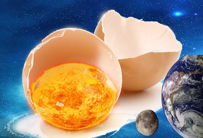创意合成鸡蛋太阳地球星空